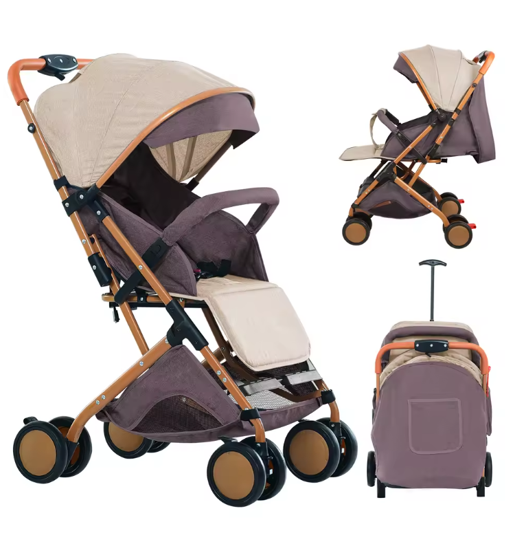 Kinderwagen voor 0–6 Jaar – Inklapbaar, Zit- en Ligstand, Met Klamboe