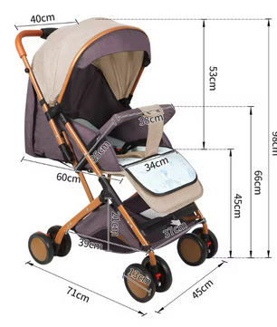 Kinderwagen voor 0–6 Jaar – Inklapbaar, Zit- en Ligstand, Met Klamboe