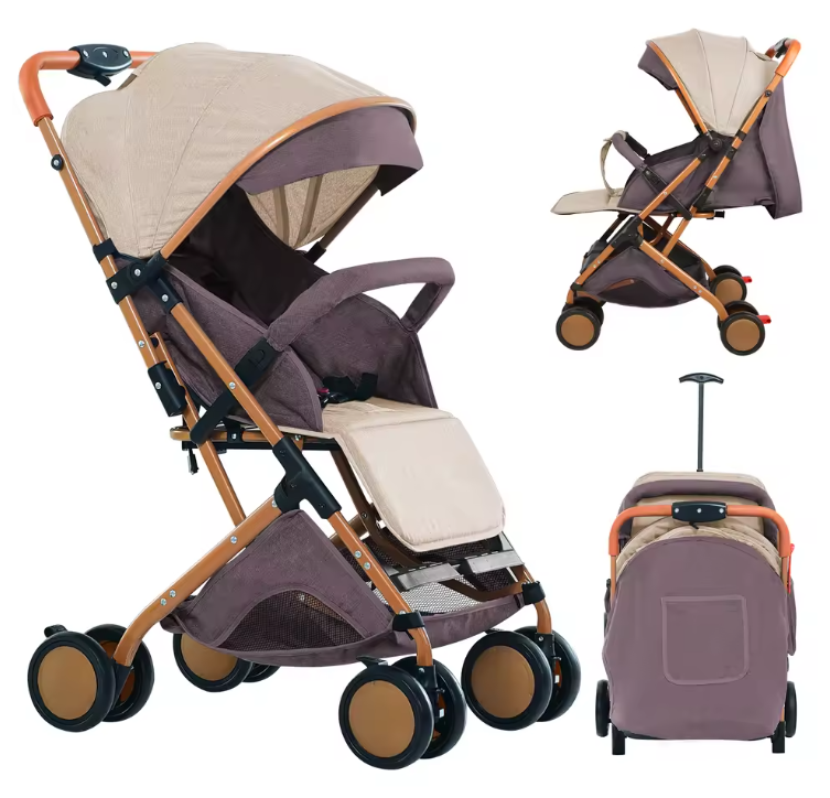 Kinderwagen voor 0–6 Jaar – Inklapbaar, Zit- en Ligstand, Met Klamboe