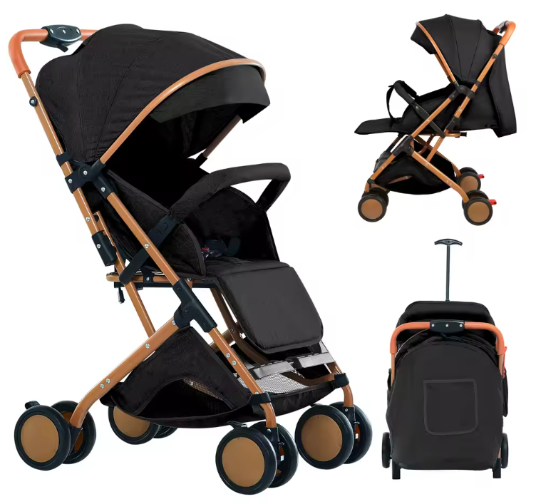 Kinderwagen voor 0–6 Jaar – Inklapbaar, Zit- en Ligstand, Met Klamboe