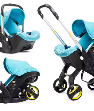 2-in-1 Kinderwagen met Autostoel – Compact, Opvouwbaar en Veilig voor Pasgeborenen