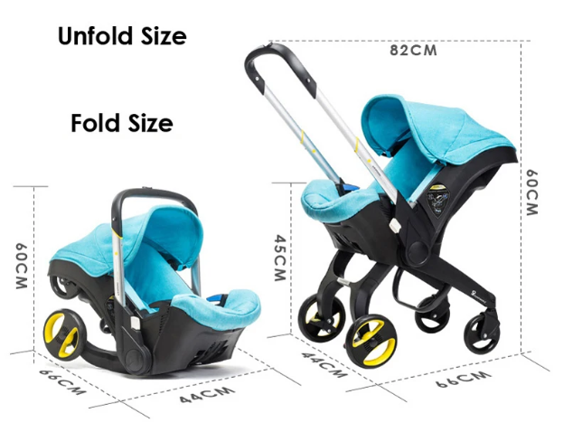 2-in-1 Kinderwagen met Autostoel – Compact, Opvouwbaar en Veilig voor Pasgeborenen