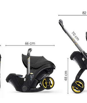 2-in-1 Kinderwagen met Autostoel – Compact, Opvouwbaar en Veilig voor Pasgeborenen