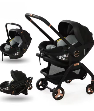 3-in-1 Kinderwagen voor Pasgeborenen – Opvouwbaar, Luxe en Multifunctioneel
