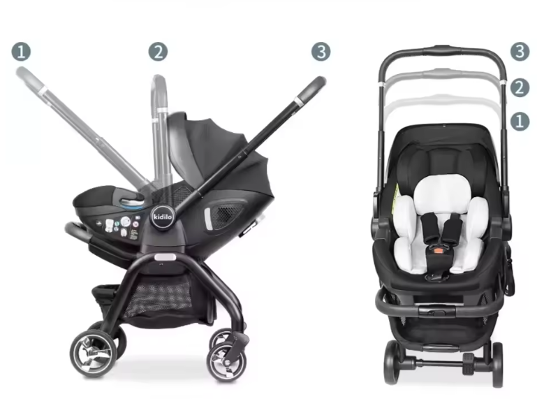 3-in-1 Kinderwagen voor Pasgeborenen – Opvouwbaar, Luxe en Multifunctioneel