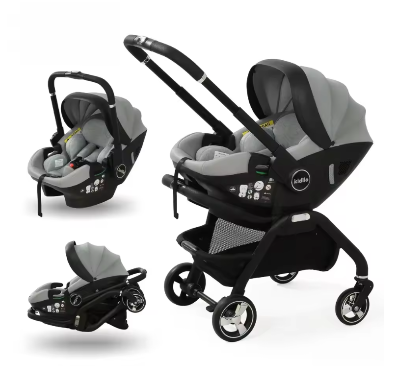 3-in-1 Kinderwagen voor Pasgeborenen – Opvouwbaar, Luxe en Multifunctioneel