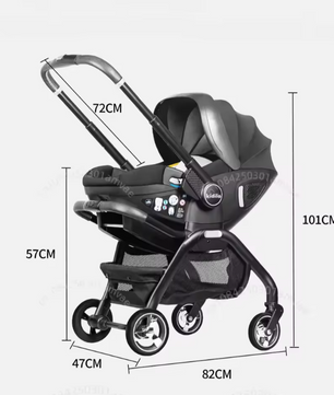 3-in-1 Kinderwagen voor Pasgeborenen – Opvouwbaar, Luxe en Multifunctioneel