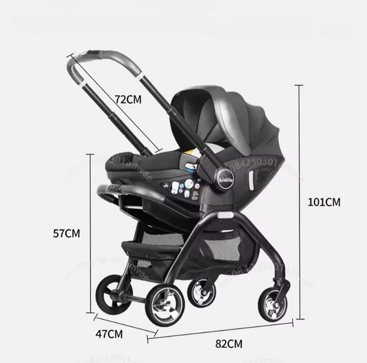 3-in-1 Kinderwagen voor Pasgeborenen – Opvouwbaar, Luxe en Multifunctioneel