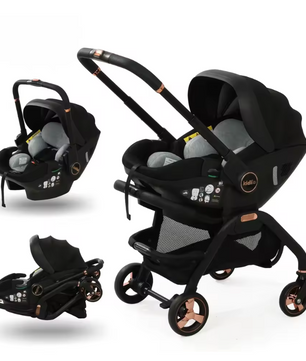 3-in-1 Kinderwagen voor Pasgeborenen – Opvouwbaar, Luxe en Multifunctioneel
