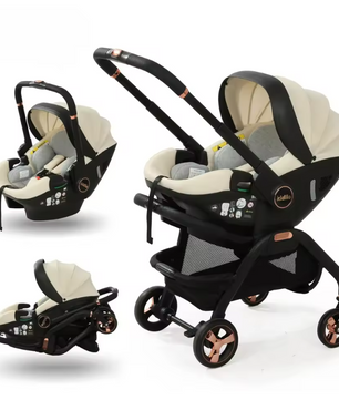 3-in-1 Kinderwagen voor Pasgeborenen – Opvouwbaar, Luxe en Multifunctioneel