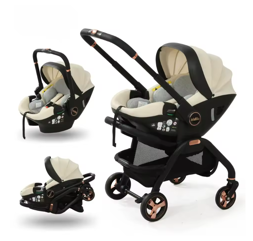 3-in-1 Kinderwagen voor Pasgeborenen – Opvouwbaar, Luxe en Multifunctioneel