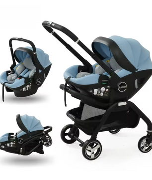 3-in-1 Kinderwagen voor Pasgeborenen – Opvouwbaar, Luxe en Multifunctioneel
