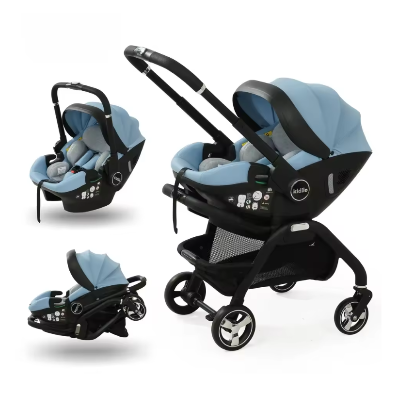 3-in-1 Kinderwagen voor Pasgeborenen – Opvouwbaar, Luxe en Multifunctioneel