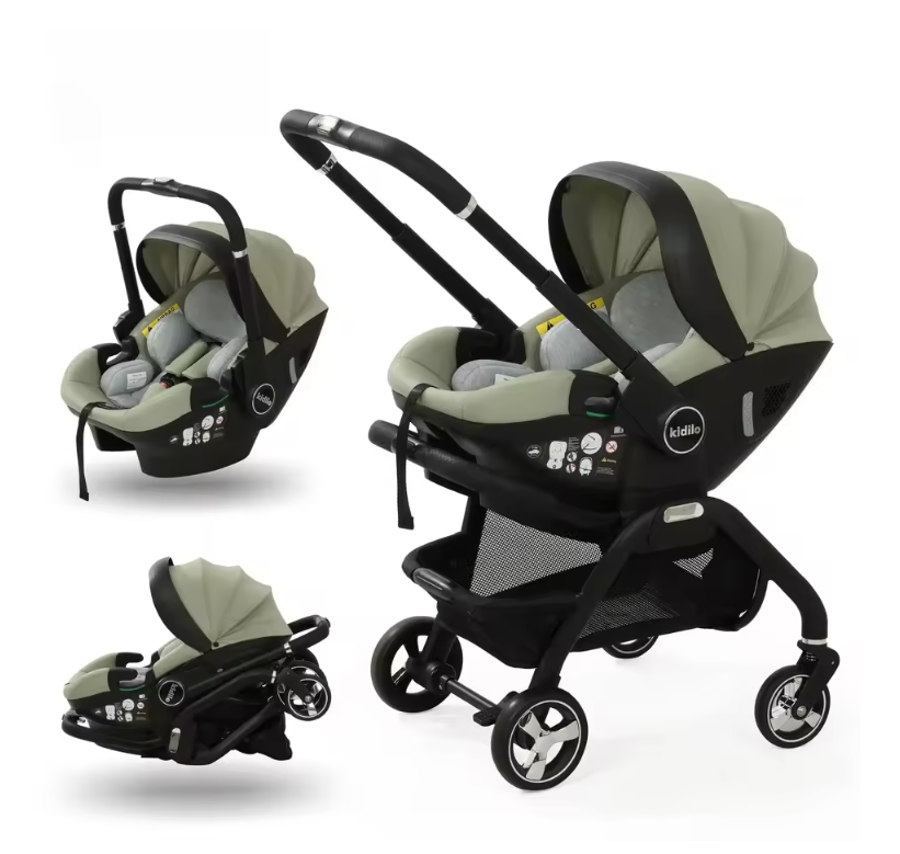 3-in-1 Kinderwagen voor Pasgeborenen – Opvouwbaar, Luxe en Multifunctioneel