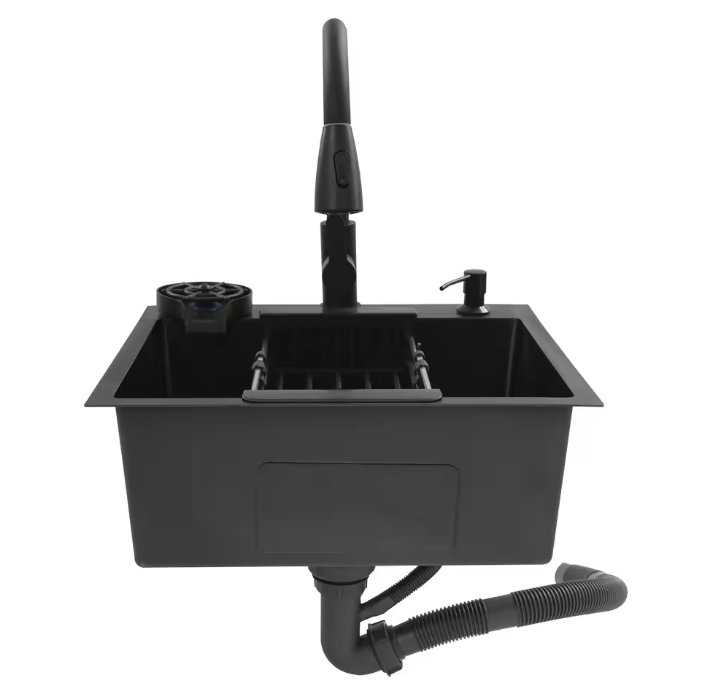 Multifunctionele Keukenspoelbak met Uittrekbare Kraan en Zeepdispenser