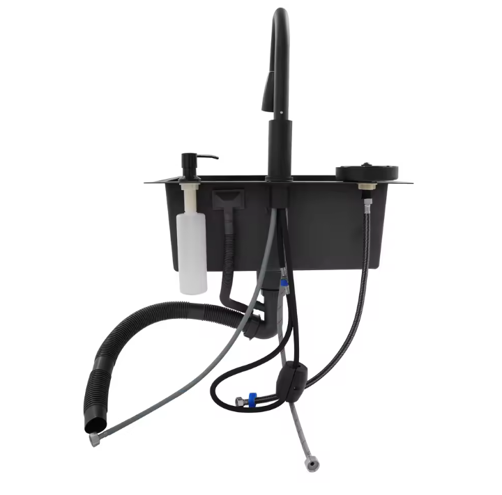 Multifunctionele Keukenspoelbak met Uittrekbare Kraan en Zeepdispenser