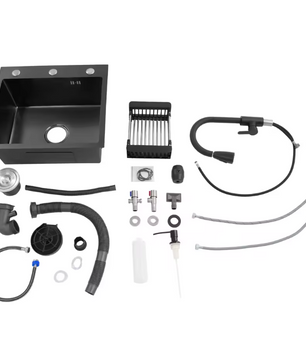 Multifunctionele Keukenspoelbak met Uittrekbare Kraan en Zeepdispenser