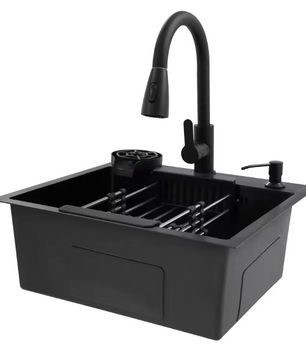 Multifunctionele Keukenspoelbak met Uittrekbare Kraan en Zeepdispenser