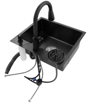 Multifunctionele Keukenspoelbak met Uittrekbare Kraan en Zeepdispenser