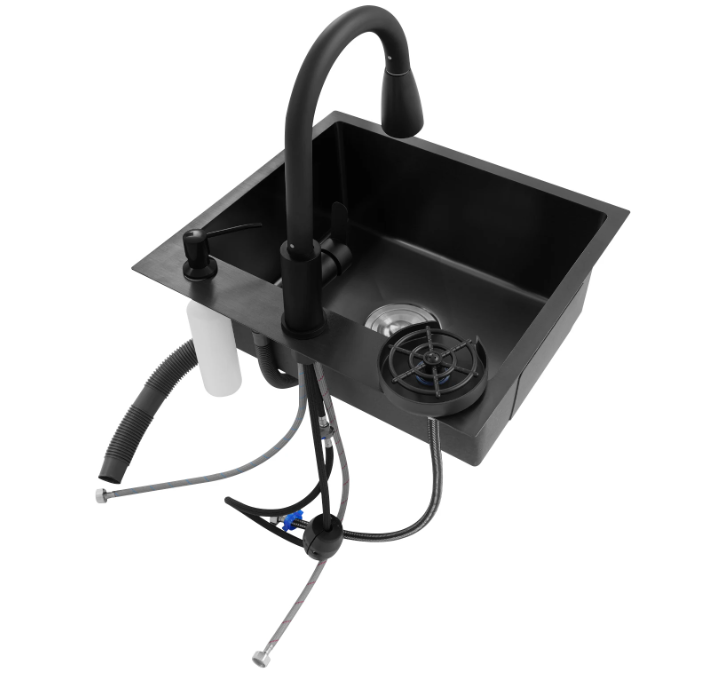 Multifunctionele Keukenspoelbak met Uittrekbare Kraan en Zeepdispenser