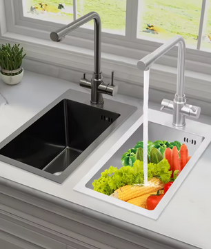 RVS Spoelbak 50 × 28 cm met Kraan en Afvoer – Compact en Modern