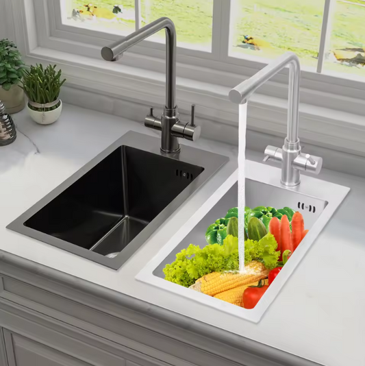 RVS Spoelbak 50 × 28 cm met Kraan en Afvoer – Compact en Modern