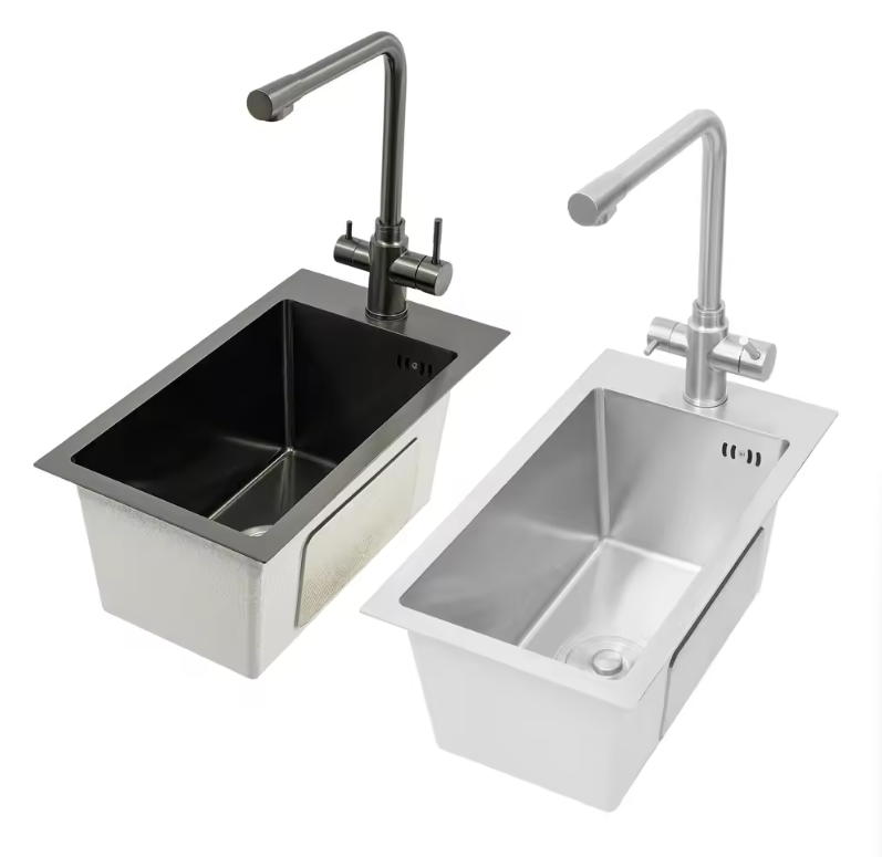 RVS Spoelbak 50 × 28 cm met Kraan en Afvoer – Compact en Modern