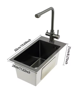 RVS Spoelbak 50 × 28 cm met Kraan en Afvoer – Compact en Modern