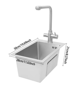 RVS Spoelbak 50 × 28 cm met Kraan en Afvoer – Compact en Modern