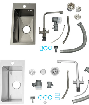RVS Spoelbak 50 × 28 cm met Kraan en Afvoer – Compact en Modern