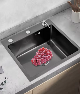 RVS Aanrechtenset 50 × 45 cm met Afdruiprek en Zeepdispenser