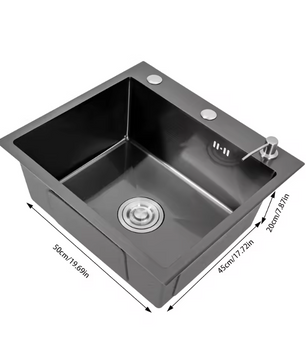 RVS Aanrechtenset 50 × 45 cm met Afdruiprek en Zeepdispenser
