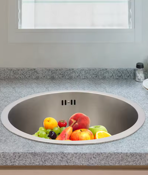 Ronde RVS Onderbouw Spoelbak 41 cm – Enkele Kom met Afvoer