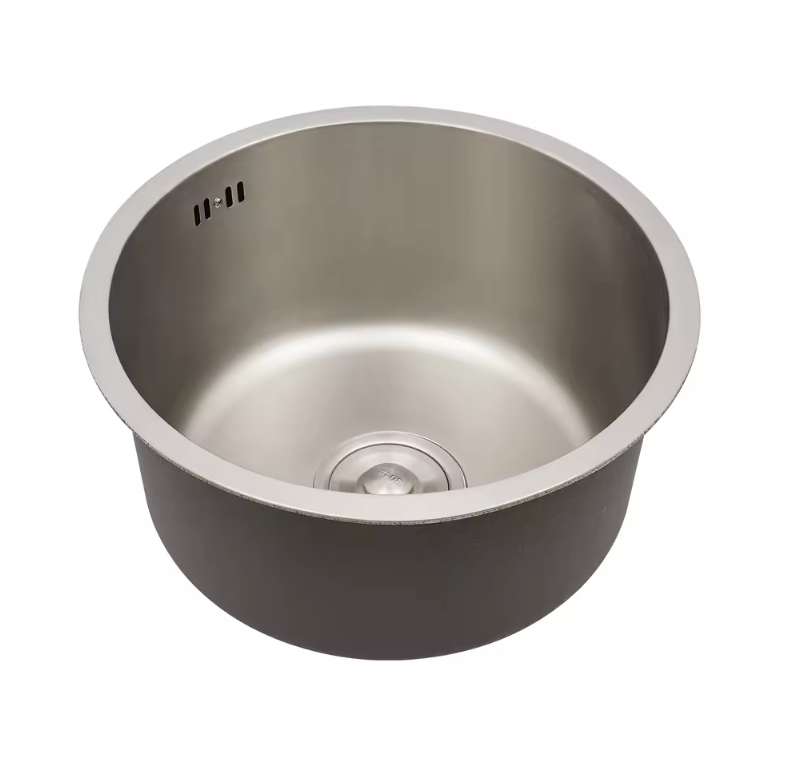 Ronde RVS Onderbouw Spoelbak 41 cm – Enkele Kom met Afvoer