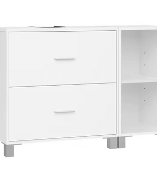 Badkamermeubel met 2 Lades en Zij-opbergkast – Ruime Badkamerkast met Flexibele Indeling