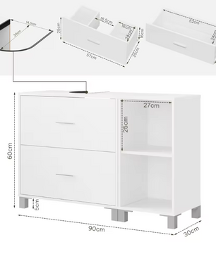 Badkamermeubel met 2 Lades en Zij-opbergkast – Ruime Badkamerkast met Flexibele Indeling