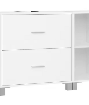 Badkamermeubel met 2 Lades en Zij-opbergkast – Ruime Badkamerkast met Flexibele Indeling