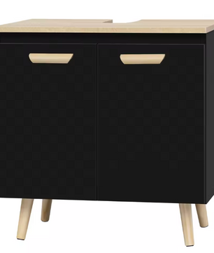 Badkamerkast Onder Wastafel met 2 Deuren – Vrijstaand Opbergmeubel, Compact en Modern