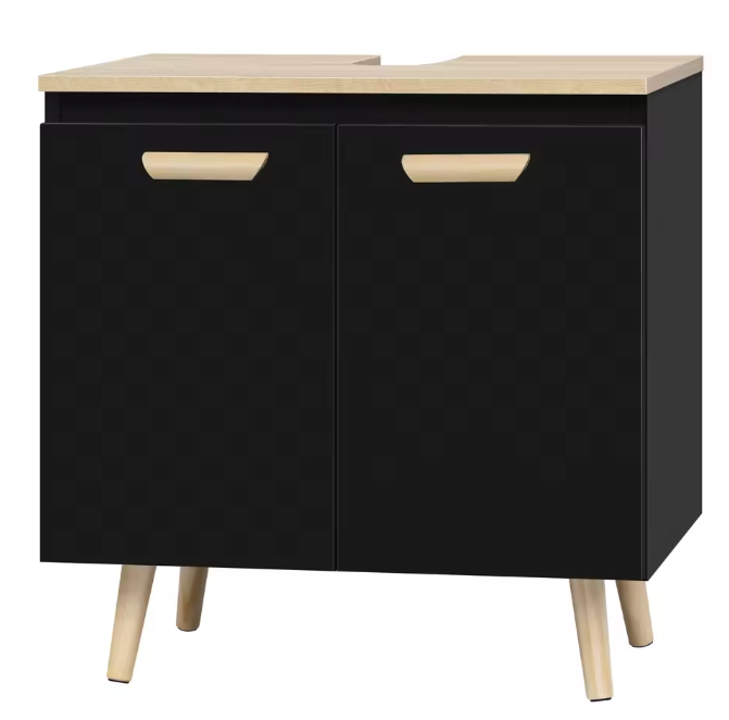 Badkamerkast Onder Wastafel met 2 Deuren – Vrijstaand Opbergmeubel, Compact en Modern