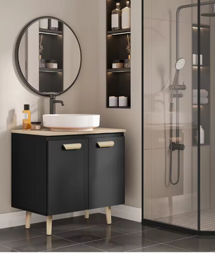 Badkamerkast Onder Wastafel met 2 Deuren – Vrijstaand Opbergmeubel, Compact en Modern