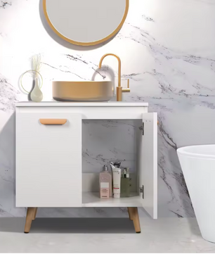 Badkamerkast Onder Wastafel met 2 Deuren – Vrijstaand Opbergmeubel, Compact en Modern