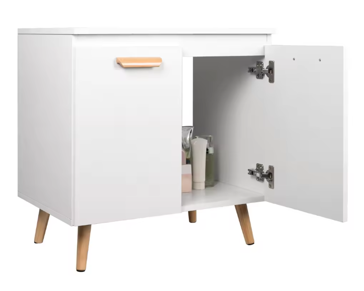 Badkamerkast Onder Wastafel met 2 Deuren – Vrijstaand Opbergmeubel, Compact en Modern