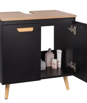 Badkamerkast Onder Wastafel met 2 Deuren – Vrijstaand Opbergmeubel, Compact en Modern