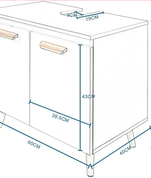 Badkamerkast Onder Wastafel met 2 Deuren – Vrijstaand Opbergmeubel, Compact en Modern