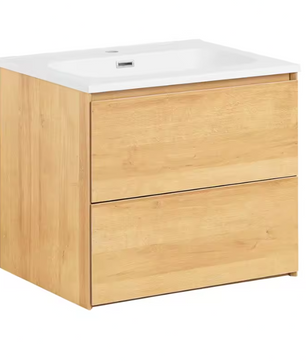 Badkamermeubel met Wastafel en 2 Lades – Smal Hangend Wastafelmeubel, Minimalistisch Design