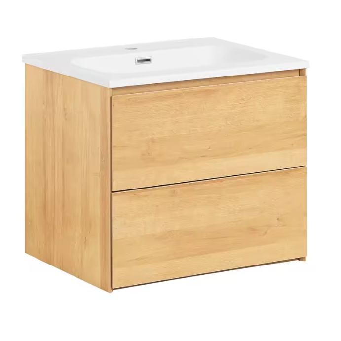 Badkamermeubel met Wastafel en 2 Lades – Smal Hangend Wastafelmeubel, Minimalistisch Design