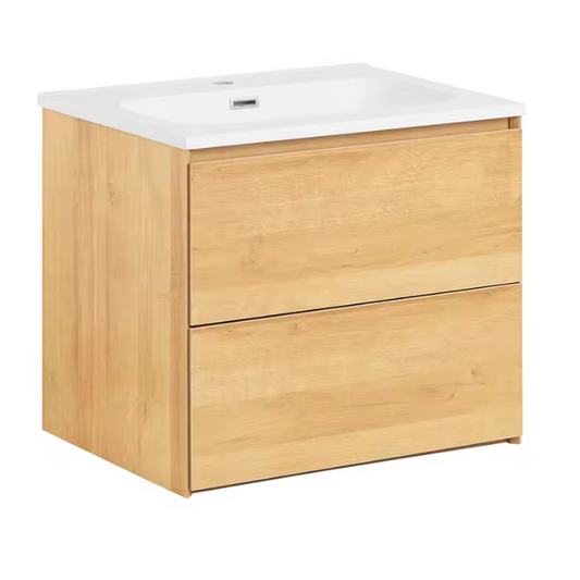 Badkamermeubel met Wastafel en 2 Lades – Smal Hangend Wastafelmeubel, Minimalistisch Design