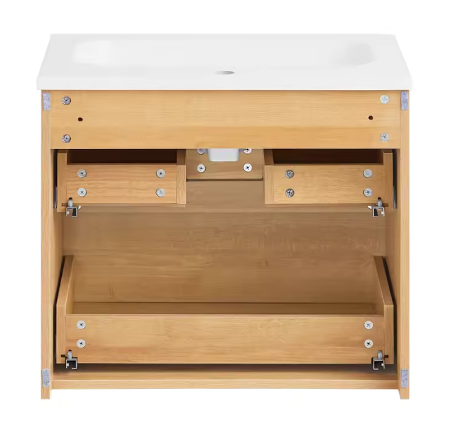 Badkamermeubel met Wastafel en 2 Lades – Smal Hangend Wastafelmeubel, Minimalistisch Design