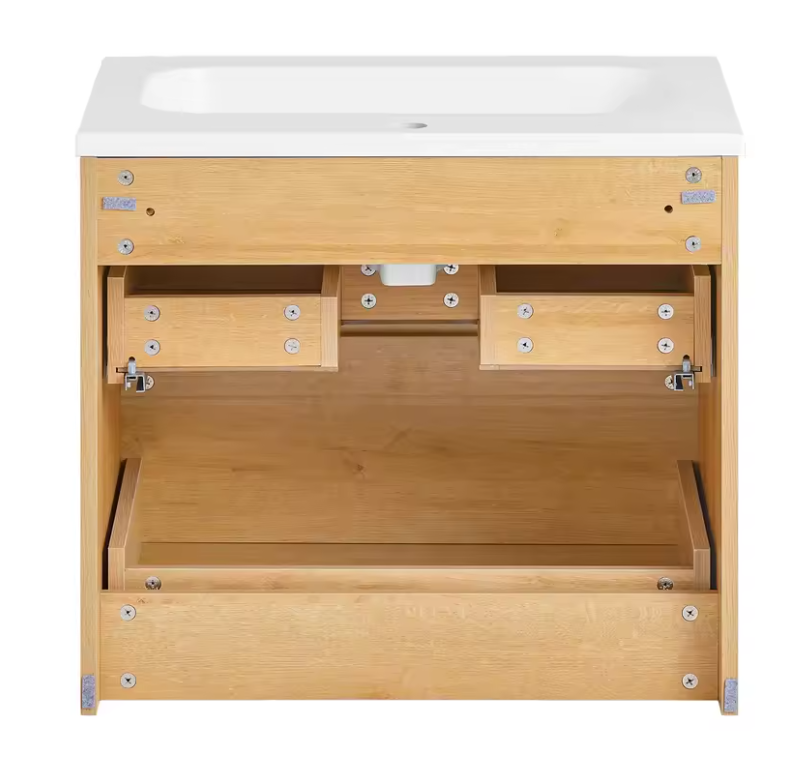 Smal Hangend Badkamermeubel met Wastafel en 2 Lades – Compact en Ruimtebesparend