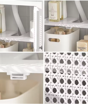 Compacte Badkamerkast Onder Wastafel met Rasterdeuren – Opbergmeubel met Legplank